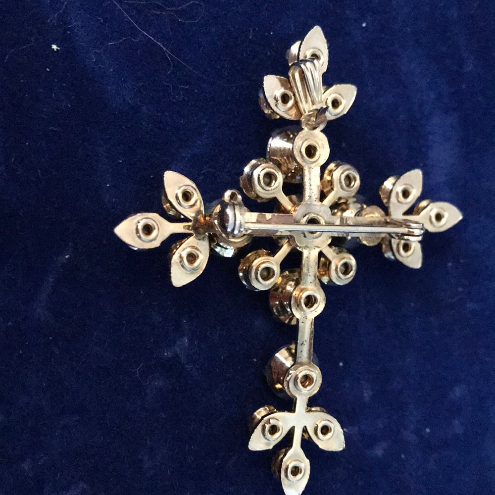 Vintage Cross Pin/Pendant Blue Stones - Picture 5 of 5